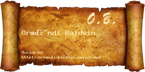 Ormándi Baldvin névjegykártya